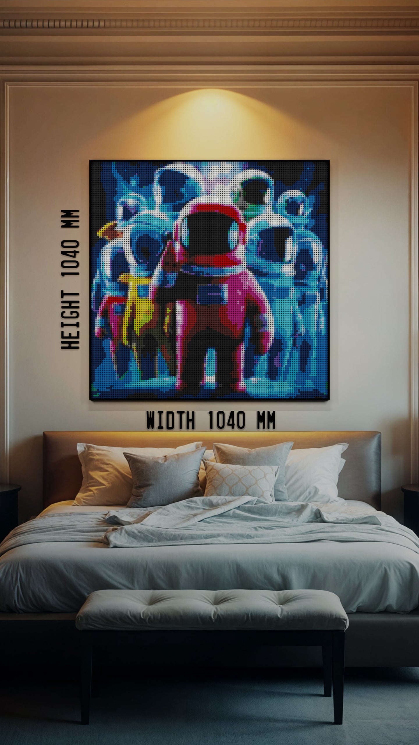 Amongst Friends LEGO® Style mosaic wall art made from colorful plastic bricks